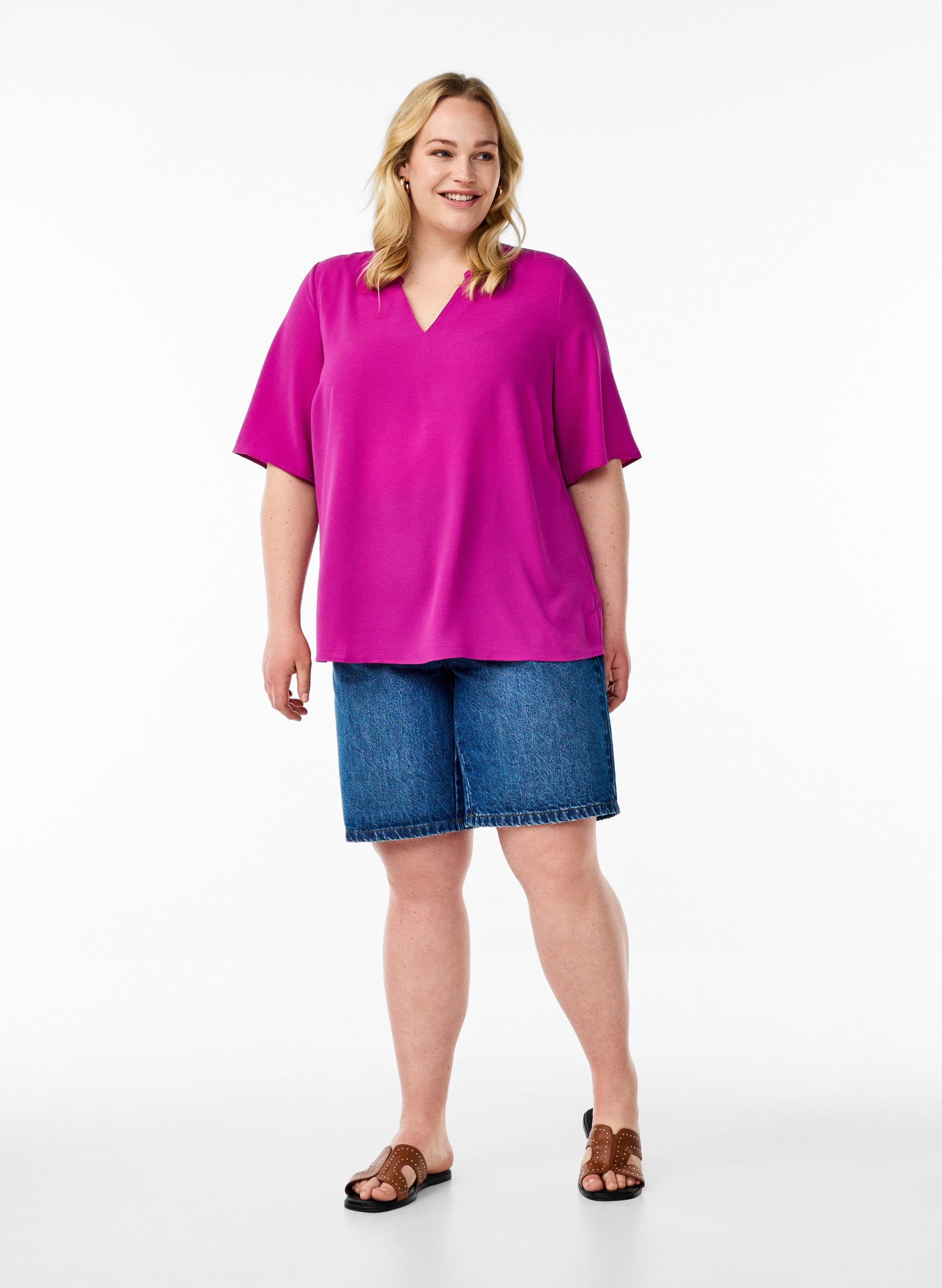 Zizzi V-Neck Anni Blouse in Violet