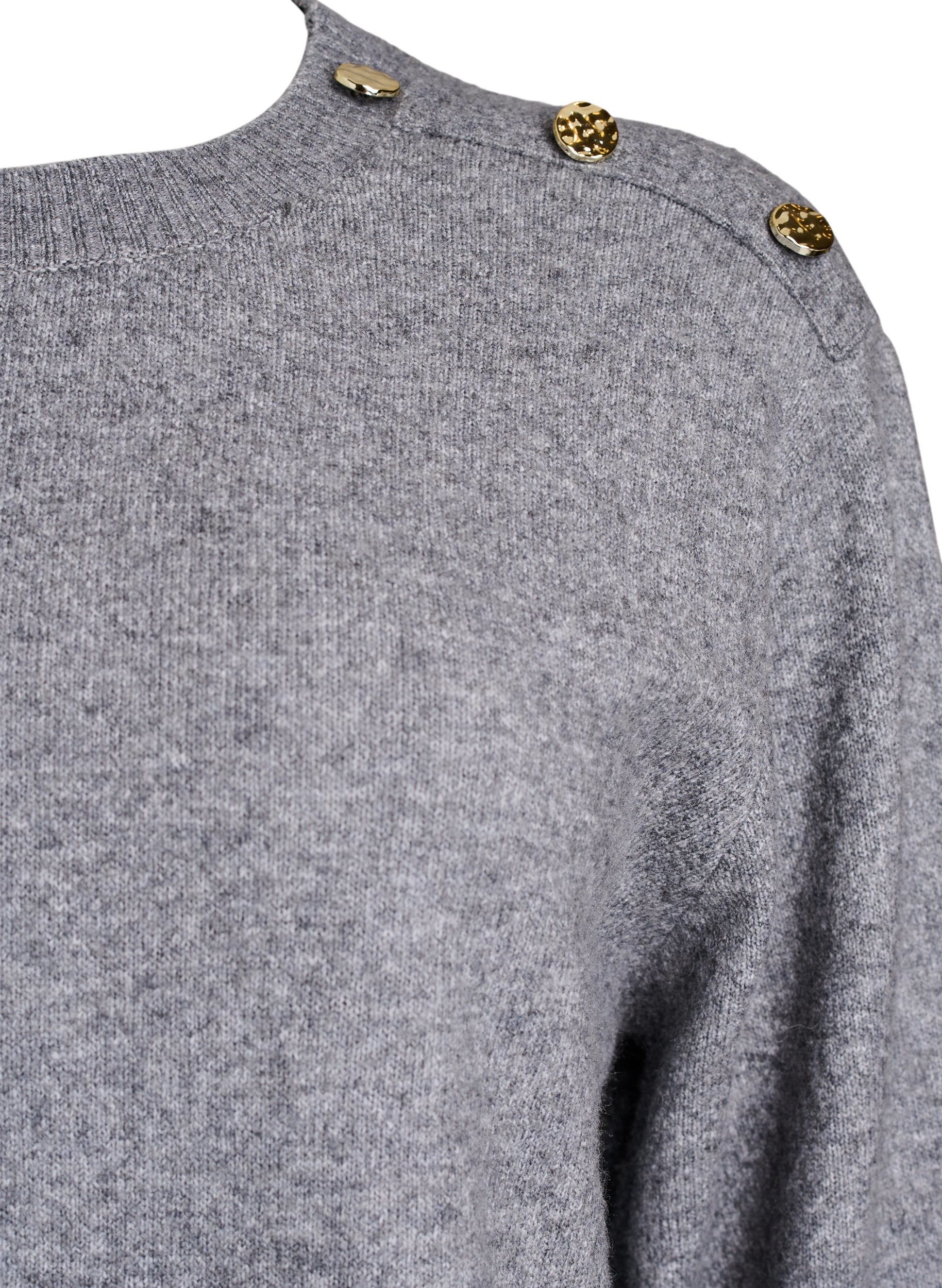 Zizzi Vista Button Shoulder Jumper in Grey
