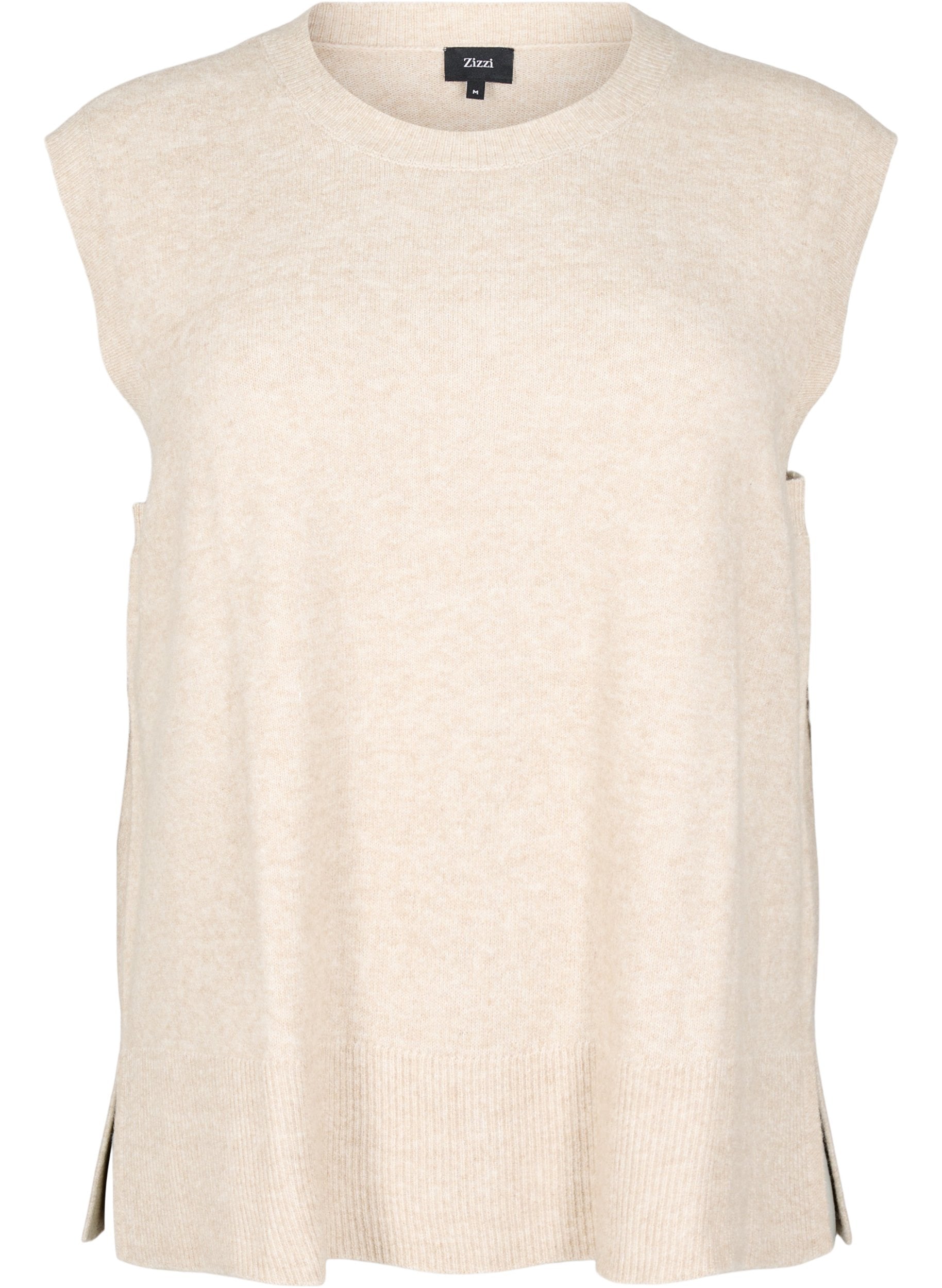 Zizzi Vista Knit Vest in Beige