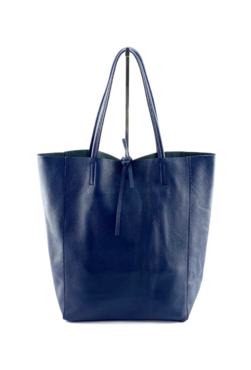 Liz Leather Navy Tote Bag