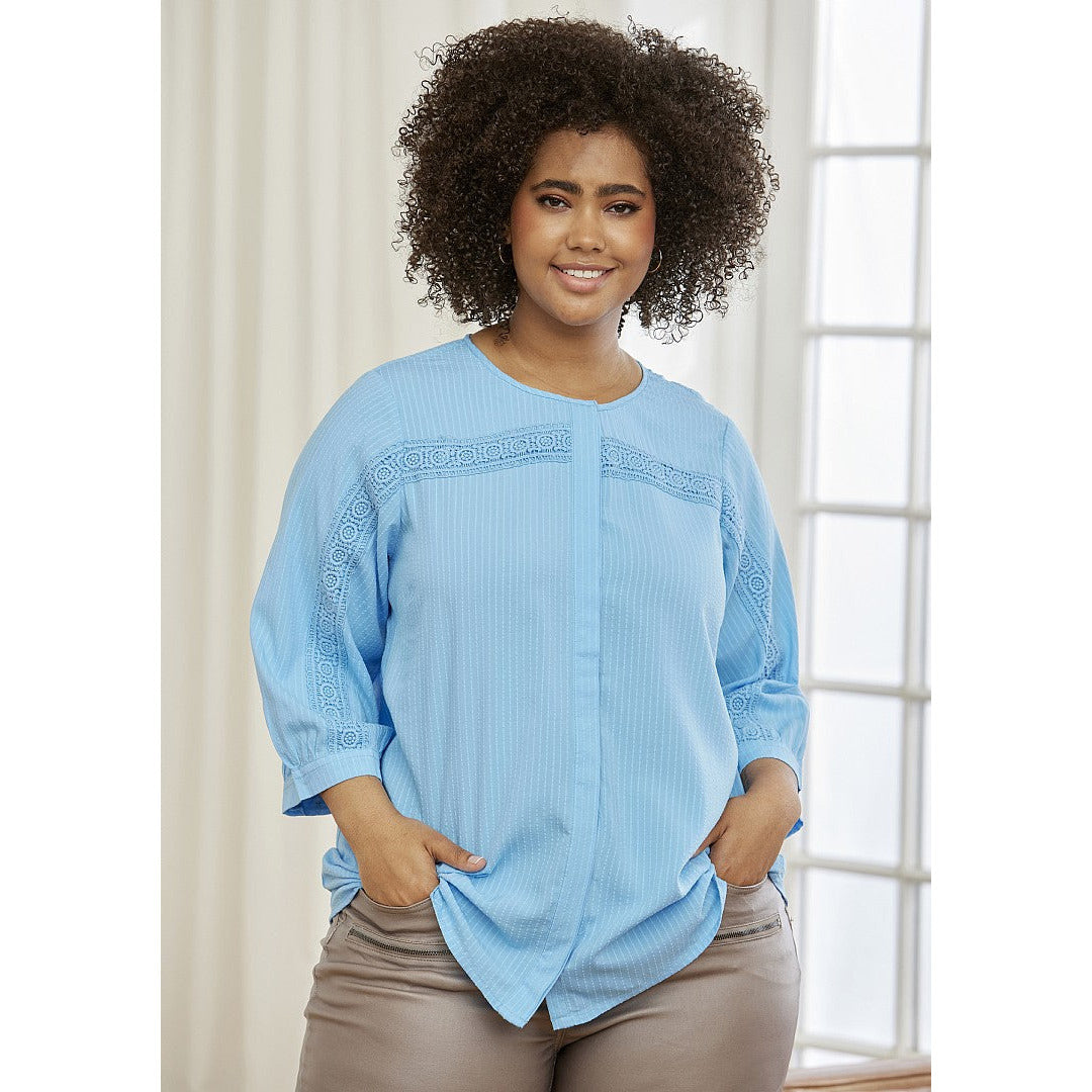 Zhenzi Melany Blouse in Blue - Wardrobe Plus