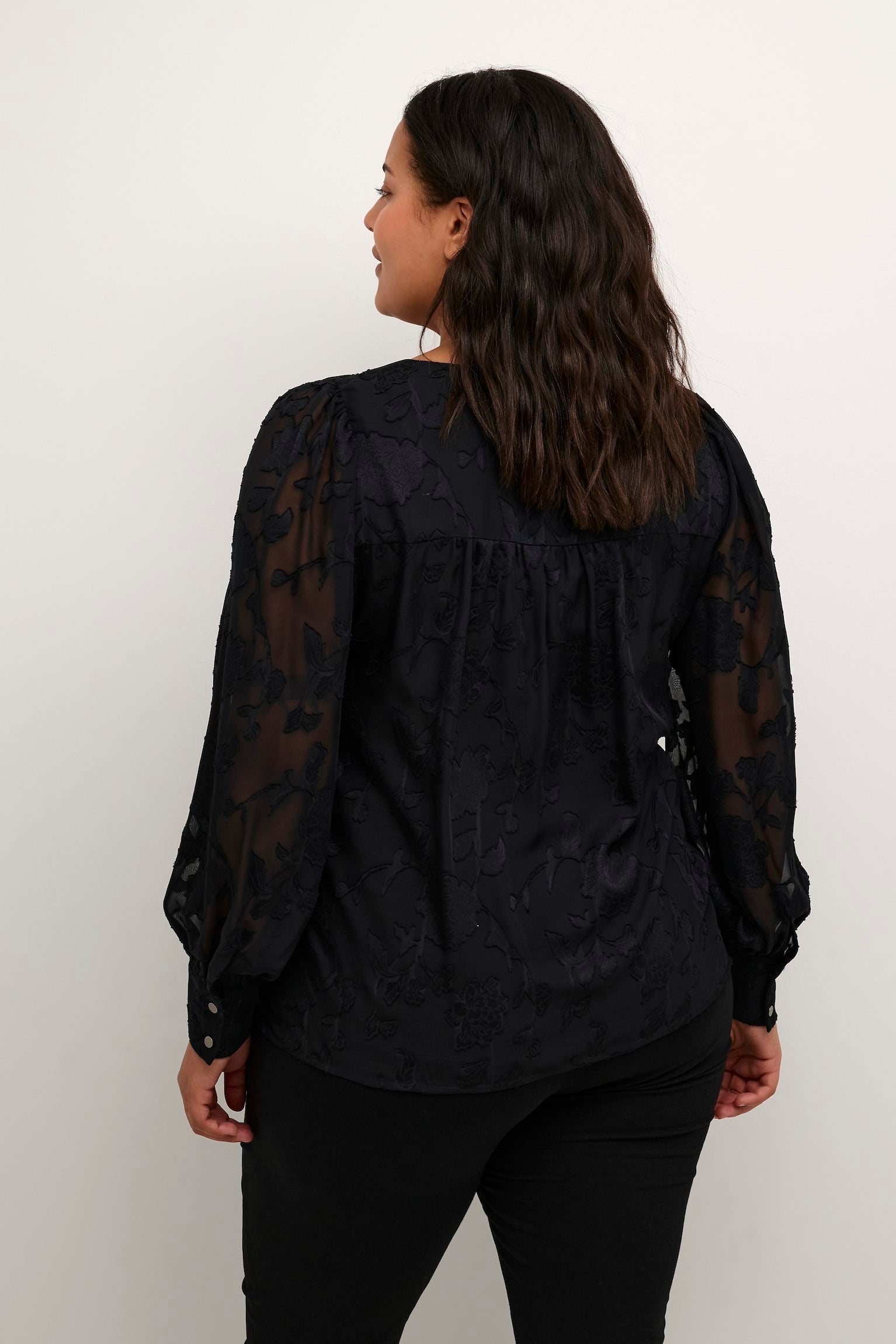 Kaffe Curve Tulle Blouse in Black