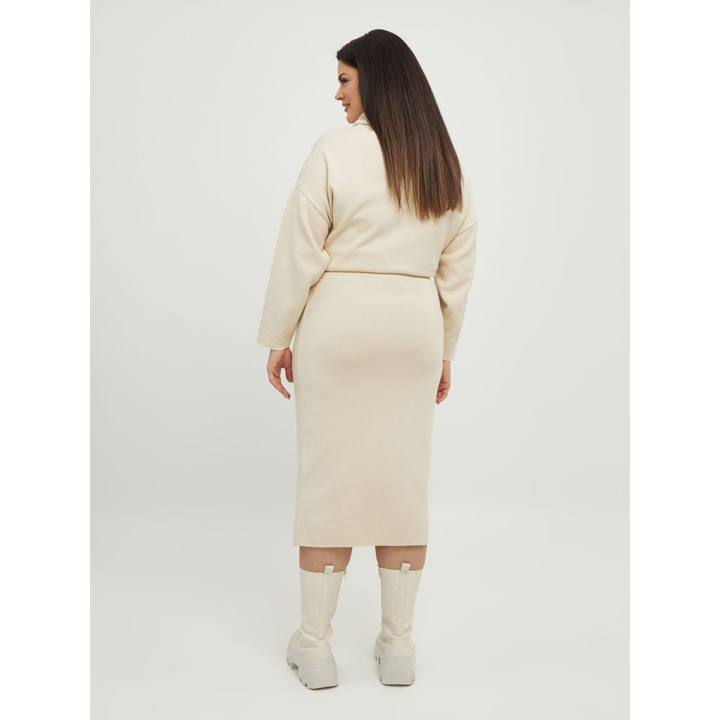 Mat Fine Knit Skirt in Beige - Wardrobe Plus