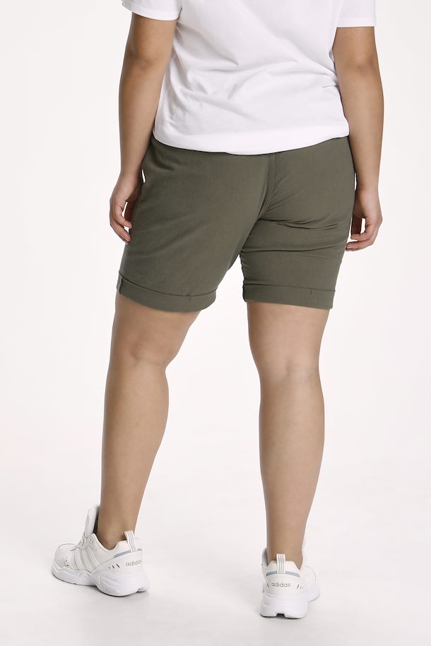 Kaffe Curve Nana Shorts in Khaki - Wardrobe Plus