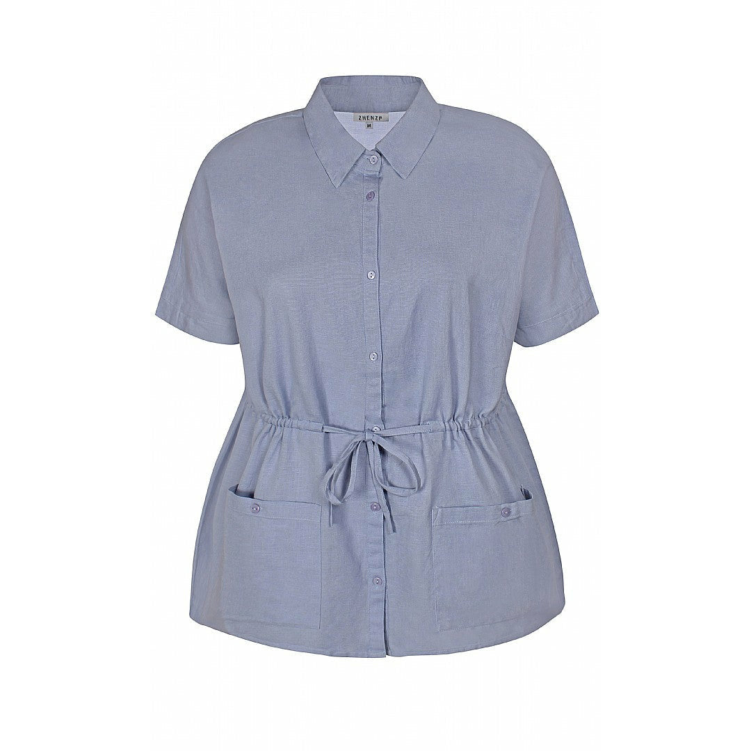 Zhenzi Toshi Shirt in Blue - Wardrobe Plus