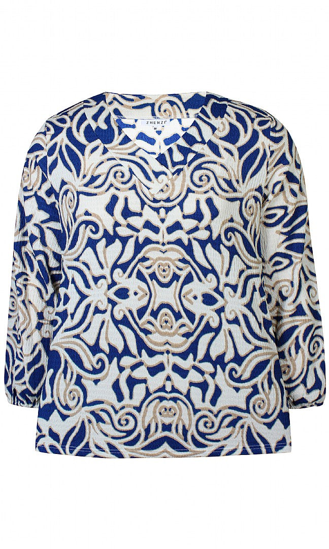 Zhenzi Imary Blouse in blue print