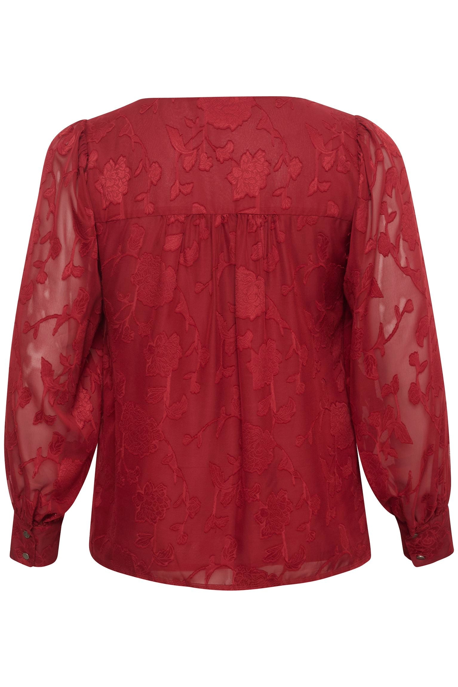 Kaffe Curve Tulle Blouse in Red