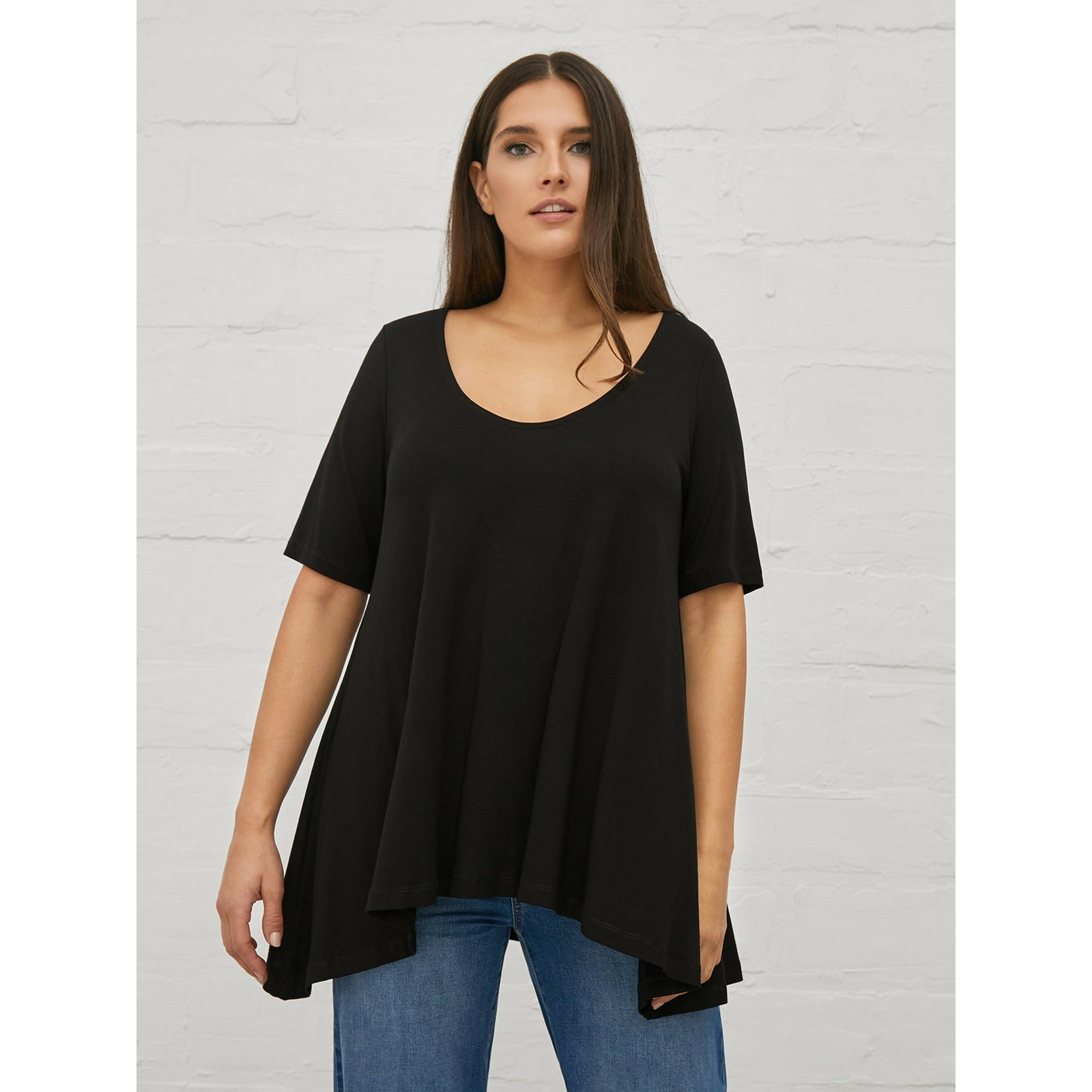 Mat A-Line Top in Black - Wardrobe Plus