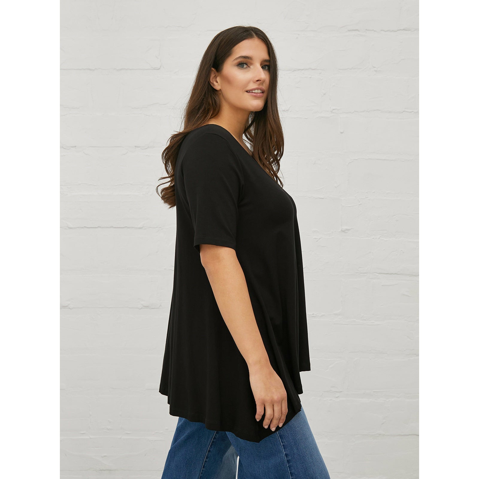 Mat A-Line Top in Black - Wardrobe Plus