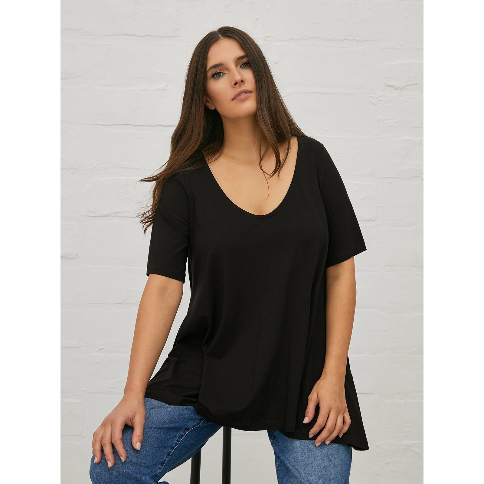 Mat A-Line Top in Black - Wardrobe Plus