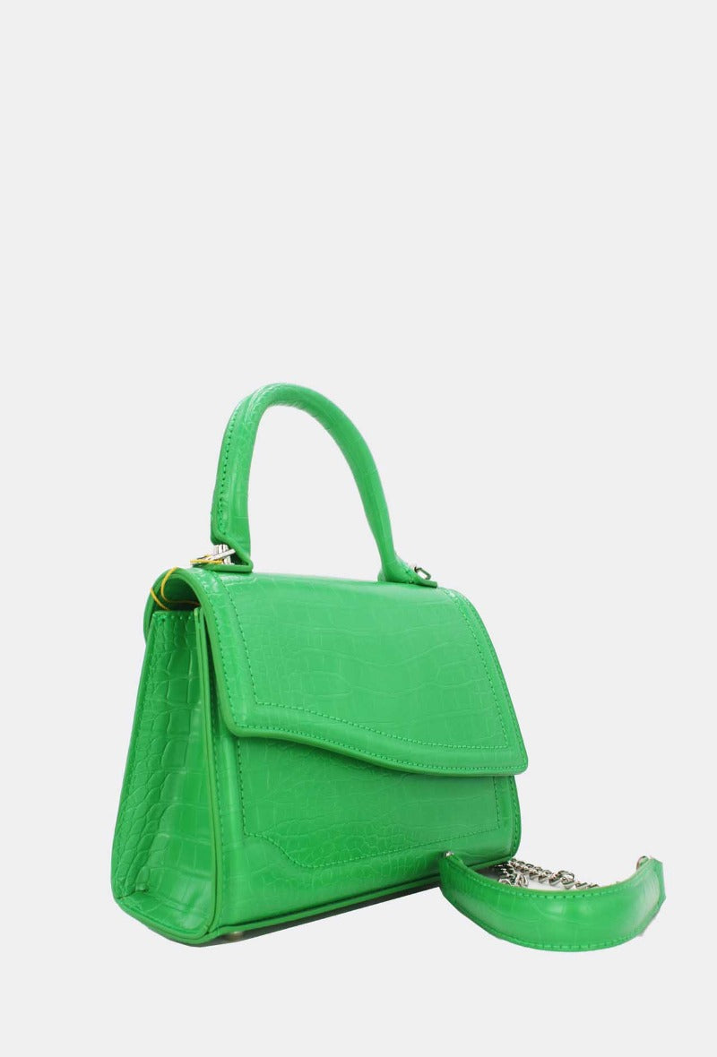 Crocodile Print Bag in Green - Wardrobe Plus