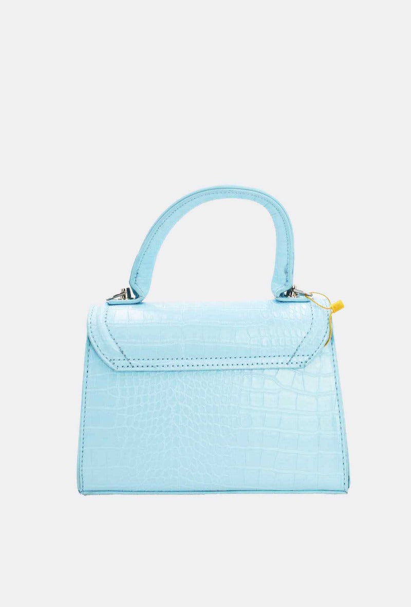 Crocodile Print Bag in Blue - Wardrobe Plus