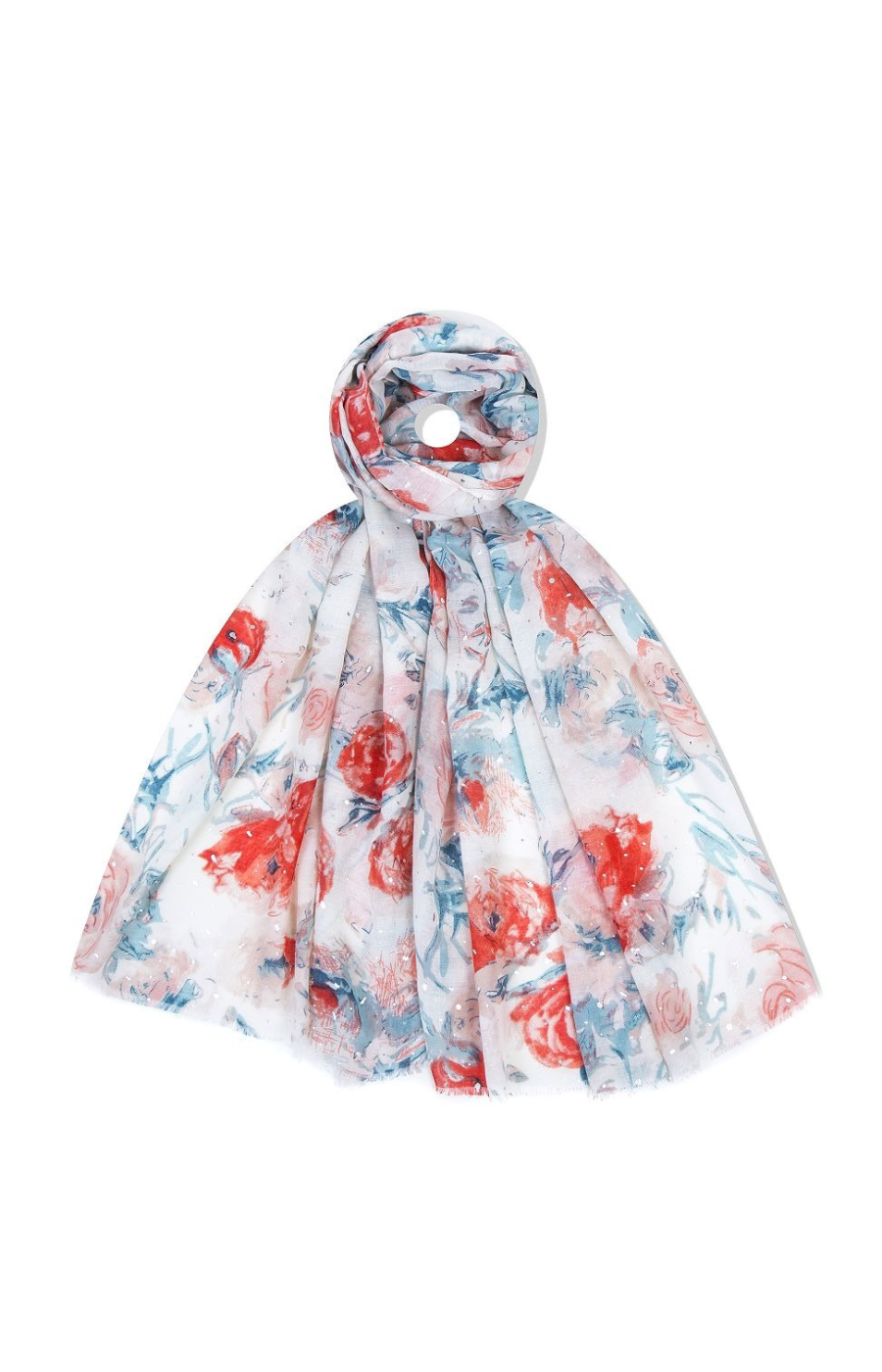 Rose Scarf in White - Wardrobe Plus